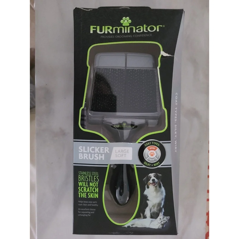 FURminator Large Soft Grooming Slicker Brush, Coat Curly, Silky, Wiry - SEALED!